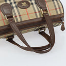 Burberrys Nova Check Boston Bag Canvas Beige Gold Auth ep12106-7