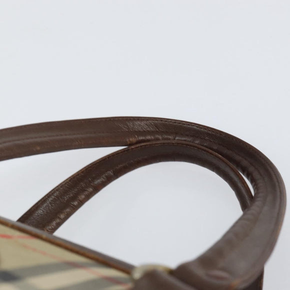 Burberrys Nova Check Boston Bag Canvas Beige Gold Auth ep12106