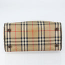 Burberrys Nova Check Boston Bag Canvas Beige Gold Auth ep12106-5