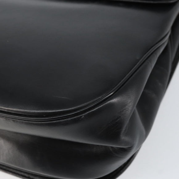 Christian Dior Chain Shoulder Bag Leather Black Gold Auth ep12110