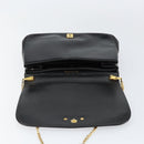Christian Dior Chain Shoulder Bag Leather Black Gold Auth ep12110-15