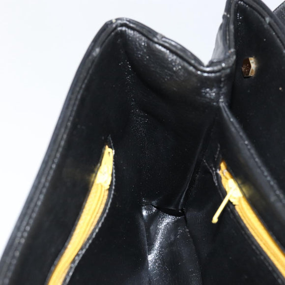 Christian Dior Chain Shoulder Bag Leather Black Gold Auth ep12110