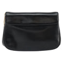 Christian Dior Chain Shoulder Bag Leather Black Gold Auth ep12110-3