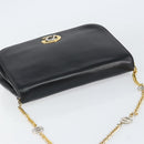Christian Dior Chain Shoulder Bag Leather Black Gold Auth ep12110-6