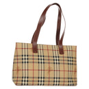 BURBERRY Nova Check Tote Bag PVC Beige Gold Auth ep12112A-1