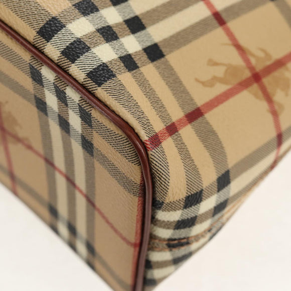 BURBERRY Nova Check Tote Bag PVC Beige Gold Auth ep12112A