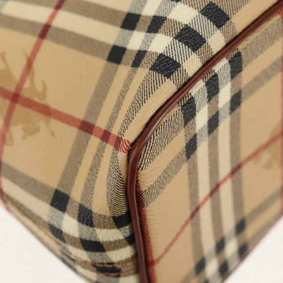 BURBERRY Nova Check Tote Bag PVC Beige Gold Auth ep12112A