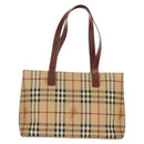 BURBERRY Nova Check Tote Bag PVC Beige Gold Auth ep12112A-2