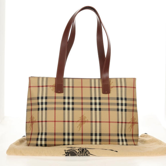 BURBERRY Nova Check Tote Bag PVC Beige Gold Auth ep12112A