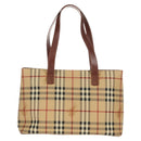 BURBERRY Nova Check Tote Bag PVC Beige Gold Auth ep12112A-3