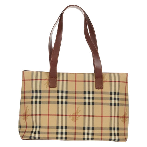 BURBERRY Nova Check Tote Bag PVC Beige Gold Auth ep12112A