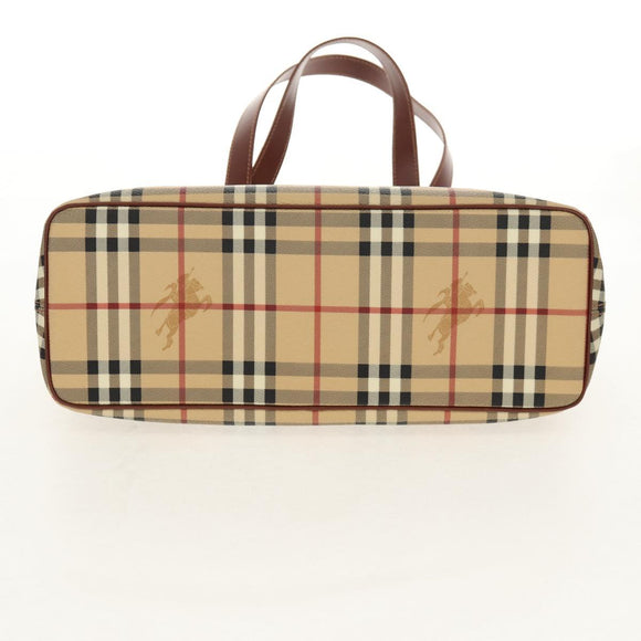 BURBERRY Nova Check Tote Bag PVC Beige Gold Auth ep12112A