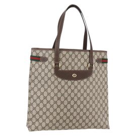GUCCI GG Supreme Web Sherry Line Tote Bag PVC Beige 39 02 091 Auth ep12117