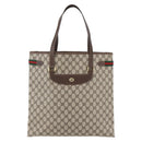 GUCCI GG Supreme Web Sherry Line Tote Bag PVC Beige 39 02 091 Auth ep12117-13