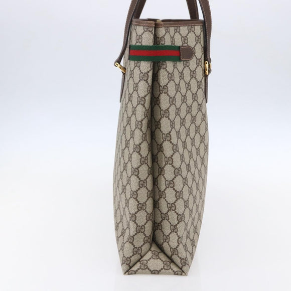 GUCCI GG Supreme Web Sherry Line Tote Bag PVC Beige 39 02 091 Auth ep12117