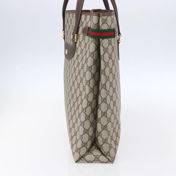 GUCCI GG Supreme Web Sherry Line Tote Bag PVC Beige 39 02 091 Auth ep12117