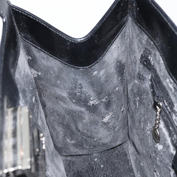 GUCCI Tote Bag Leather Black Silver 001 3033 Auth ep12121