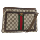 GUCCI GG Supreme Web Sherry Line Shoulder Bag PVC Beige Gold Auth ep12123-1