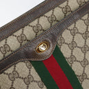 GUCCI GG Supreme Web Sherry Line Shoulder Bag PVC Beige Gold Auth ep12123-14