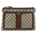 GUCCI GG Supreme Web Sherry Line Shoulder Bag PVC Beige Gold Auth ep12123-2