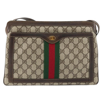 GUCCI GG Supreme Web Sherry Line Shoulder Bag PVC Beige Gold Auth ep12123 - 0