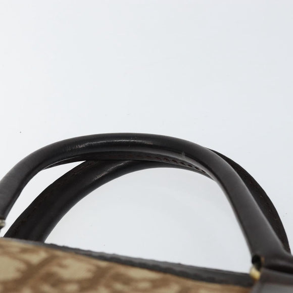 Christian Dior Trotter Canvas Boston Bag Beige Gold Auth ep12125
