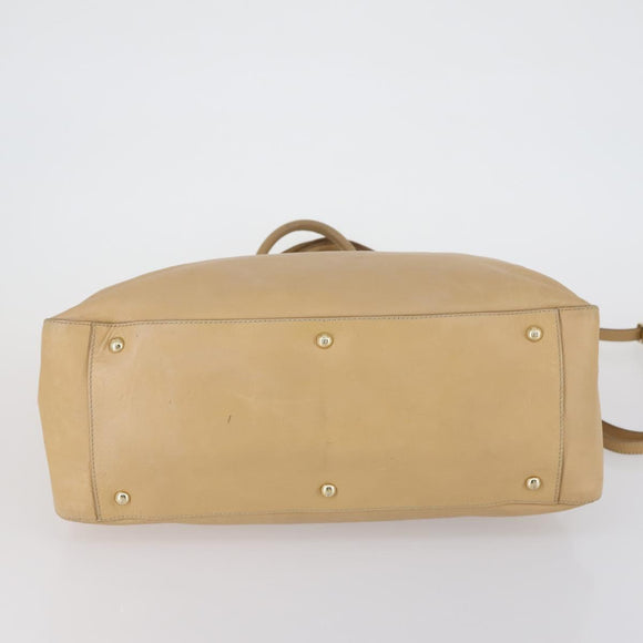 FENDI Tote Bag Leder 2-Wege Beige Gold Auth ep12126