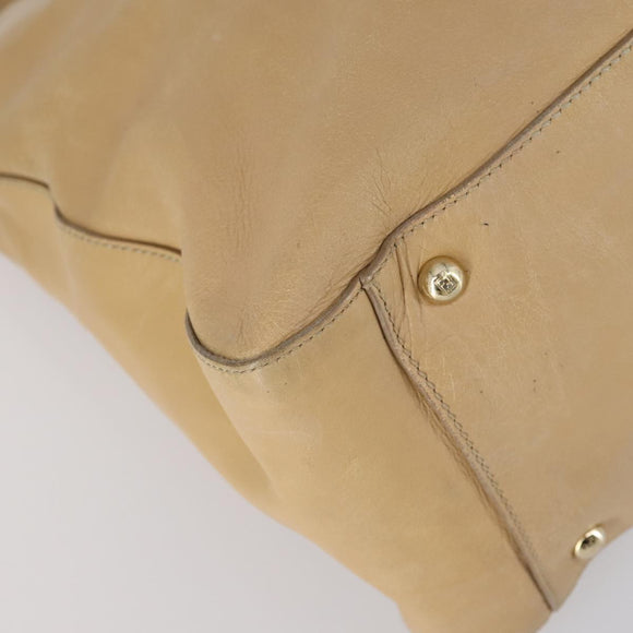 FENDI Tote Bag Leder 2-Wege Beige Gold Auth ep12126