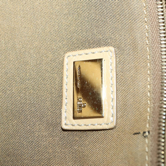 FENDI Tote Bag Leder 2-Wege Beige Gold Auth ep12126