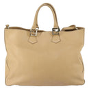 FENDI Tote Bag Leather 2way Beige Gold Auth ep12126-13