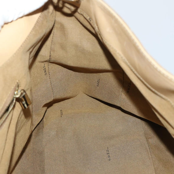 FENDI Tote Bag Leather 2way Beige Gold Auth ep12126