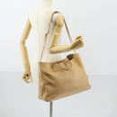FENDI Tote Bag Leather 2way Beige Gold Auth ep12126-25