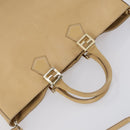 FENDI Tote Bag Leather 2way Beige Gold Auth ep12126-6