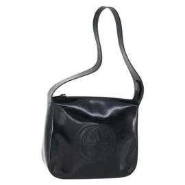 GUCCI Shoulder Bag Enamel Black Auth ep12128