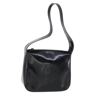 GUCCI Shoulder Bag Enamel Black Auth ep12128