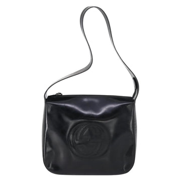 GUCCI Shoulder Bag Enamel Black Auth ep12128 - 0