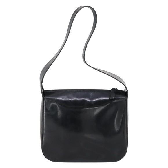 GUCCI Shoulder Bag Enamel Black Auth ep12128