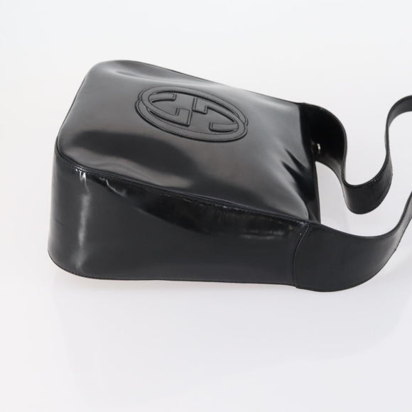 GUCCI Shoulder Bag Enamel Black Auth ep12128