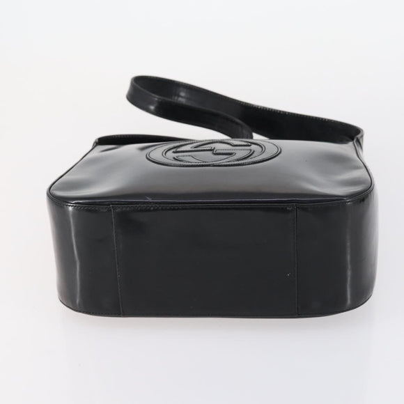 GUCCI Shoulder Bag Enamel Black Auth ep12128