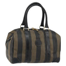FENDI Pecan Canvas Boston Bag PVC Black Brown gold Auth ep12130-1