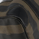 FENDI Pecan Canvas Boston Bag PVC Black Brown gold Auth ep12130-11