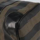 FENDI Pecan Canvas Boston Bag PVC Black Brown gold Auth ep12130-12