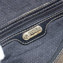 FENDI Pecan Canvas Boston Bag PVC Black Brown gold Auth ep12130-16