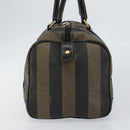 FENDI Pecan Canvas Boston Bag PVC Black Brown gold Auth ep12130-5