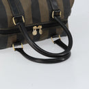 FENDI Pecan Canvas Boston Bag PVC Black Brown gold Auth ep12130-7