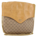 GUCCI Micro GG Supreme Chain Shoulder Bag PVC Leather Beige Gold Auth ep12132-1
