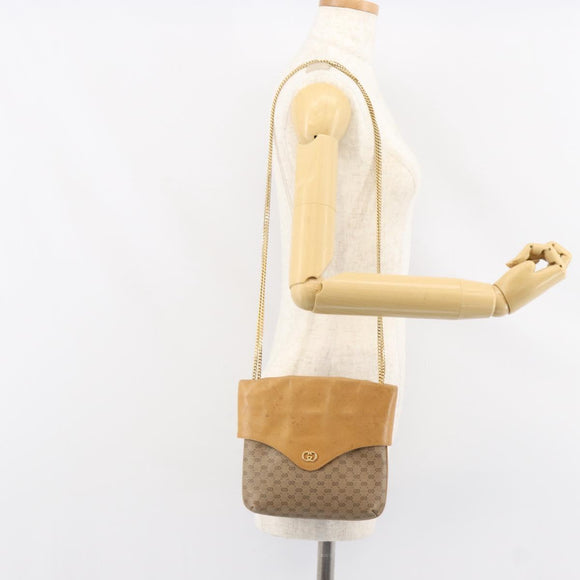 GUCCI Micro GG Supreme Chain Shoulder Bag PVC Leather Beige Gold Auth ep12132