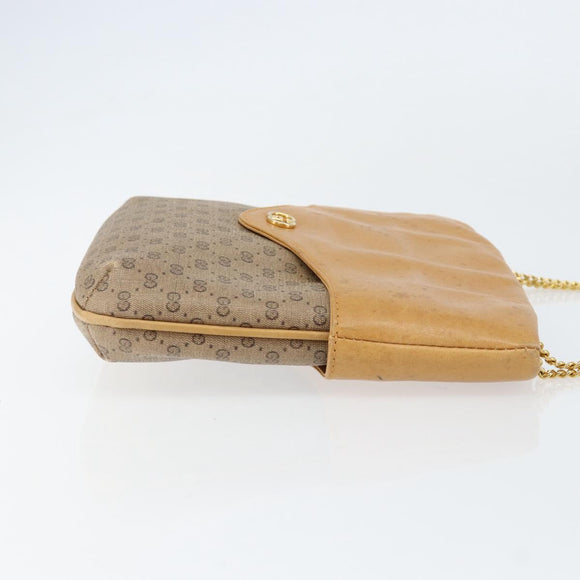 GUCCI Micro GG Supreme Chain Shoulder Bag PVC Leather Beige Gold Auth ep12132