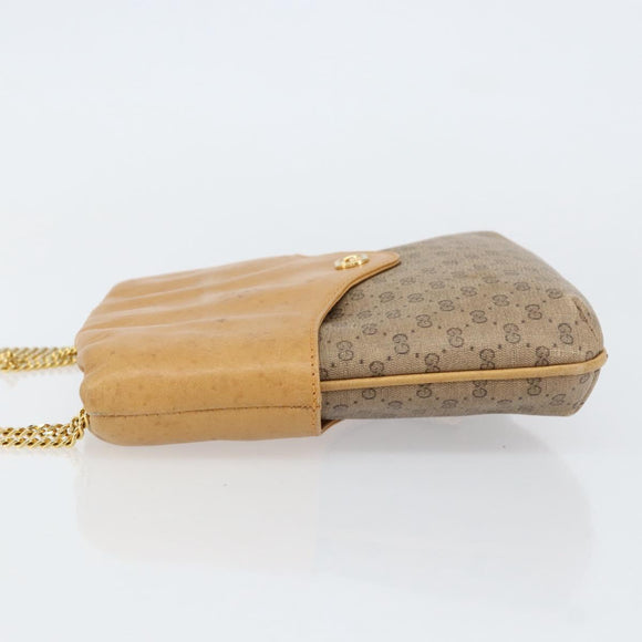 GUCCI Micro GG Supreme Chain Shoulder Bag PVC Leather Beige Gold Auth ep12132