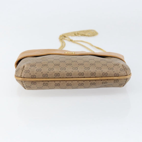 GUCCI Micro GG Supreme Chain Shoulder Bag PVC Leather Beige Gold Auth ep12132